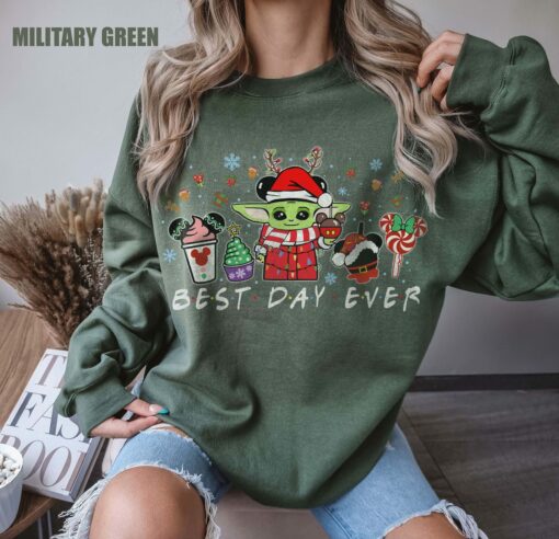 Best Day Ever Disneyland Star Wars Cute Baby Yoda Christmas Sweatshirt