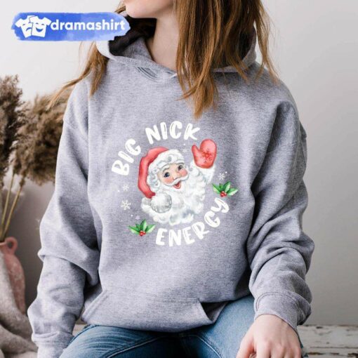 Big Nick Energy Santa Portrait Christmas Hoodie