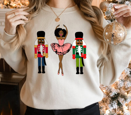 Black Nutcracker And Sugar Plum Fairy Christmas Sweatshirt