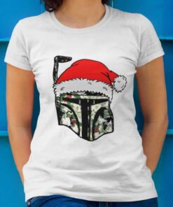 Boba Fett Xmas Print Helmet T-Shirt Star Wars