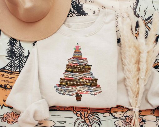 Book Christmas Tree Sweatshirt Lovely Unique Xmas Gift