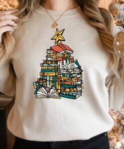 Book Christmas Tree Sweatshirt Lovely Unique Xmas Gift For Book Lover Librarian Teachers