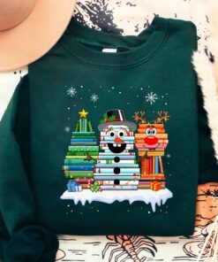 Book Reindeer Snowman Book Lover Christmas Sweatshirt