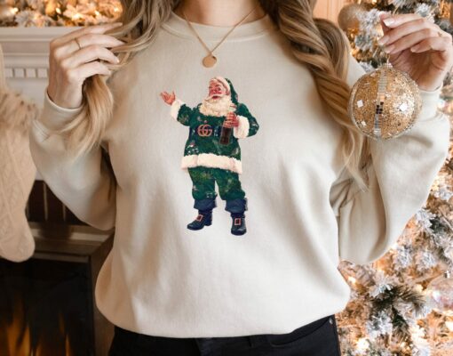 Boujee Green Santa Coke Christmas Sweatshirt