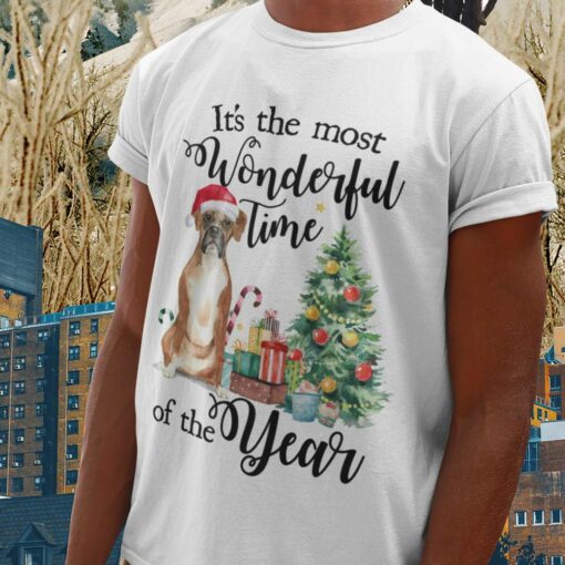 Boxer Dog It’S The Most Wonderful Time Of The Year Christmas T-shirt