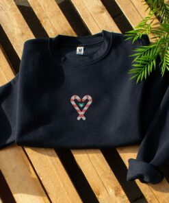 Candy Cane Christmas Embroidered Sweatshirt Lovely Unique Gift