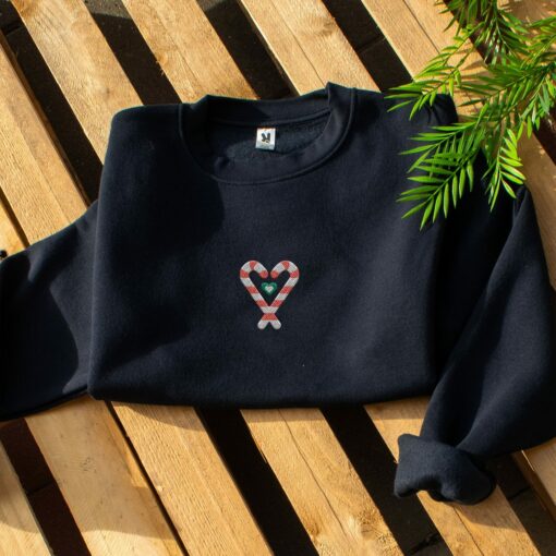 Candy Cane Christmas Embroidered Sweatshirt Lovely Unique Gift