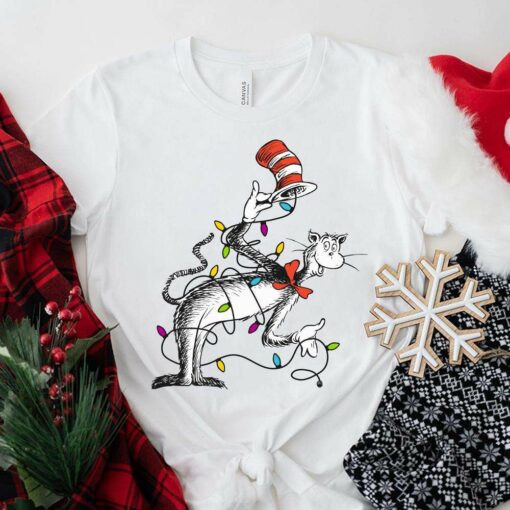 Cat In The Hat Christmas Lights T-Shirt