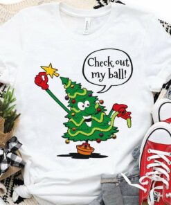 Check Out My Balls Christmas Tree T-Shirt
