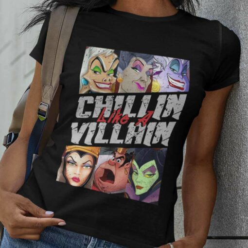 Chillin Like A Villain Maleficent Evil Queen Cruella de Vil Ursula T-shirt