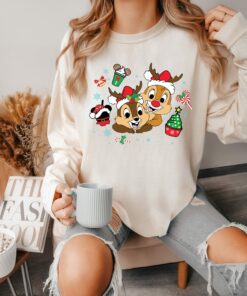 Chip And Dale Main Street Sleigh Rides Christmas Sweatshirt Lovely Unique Gift