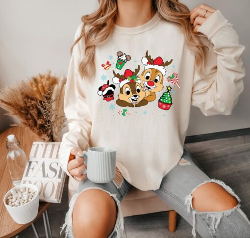 Chip And Dale Main Street Sleigh Rides Christmas Sweatshirt Lovely Unique Gift