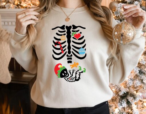 Christmas Announcement Skeleton Baby Sweatshirt Lovely Unique Xmas Gift