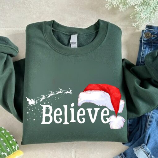 Christmas Believe Santa Clause Family Sweatshirt