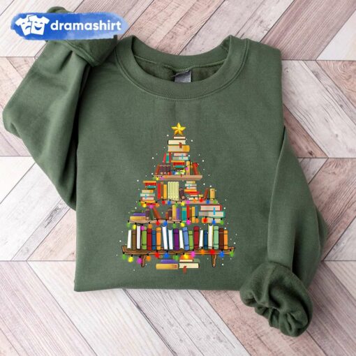 Christmas Book Tree Bookworm Sweatshirt