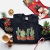 Christmas Cactus Cowboy Sweatshirt Lovely Unique Xmas Gift For Plant Lover