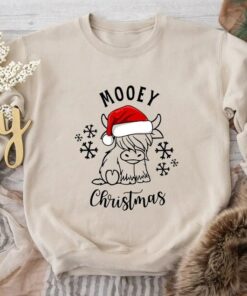 Christmas Country Western Mooey Cow Sweatshirt Lovely Unique Xmas Gift