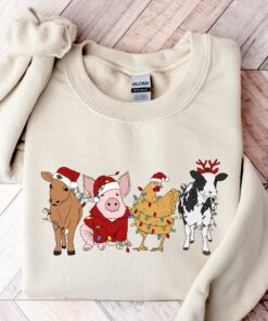 Christmas Cow Farm Animals Sweatshirt Lovely Unique Xmas Gift