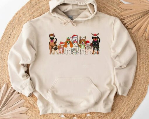 Christmas Cute Dog Lights Sweatshirt Lovely Unique Xmas Gift