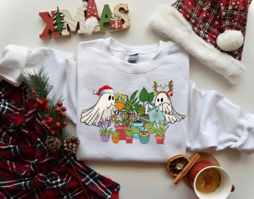 Christmas Cute Funny Ghost Plant Lady Sweatshirt