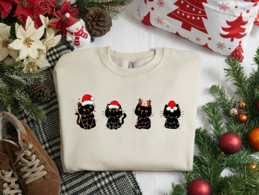 Christmas Cute Meowy Black Cat Sweatshirt