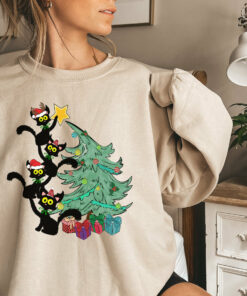 Christmas Cute Naughty Black Cats Sweatshirt Unique Xmas Gift
