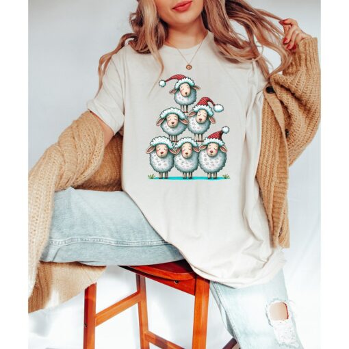 Christmas Cute Sleeping Sheep Tree Sweatshirt Lovely Unique Xmas Gift