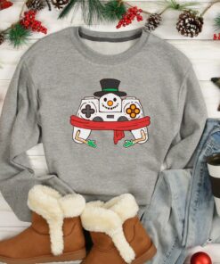 Christmas Cute Snowman Play Videogame Sweatshirt Lovely Unique Xmas Gift