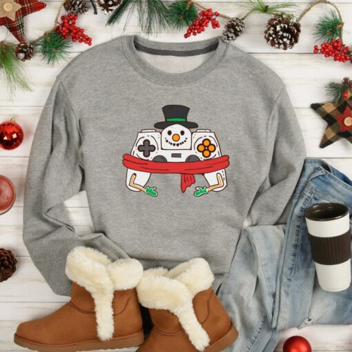 Christmas Cute Snowman Play Videogame Sweatshirt Lovely Unique Xmas Gift