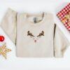 Christmas Embroidered Cute Reindeer Face Sweatshirt Lovely Unique Xmas Gift