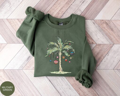 Christmas Florida Tropical Palm Tree Sweatshirt Lovely Unique Xmas Gift