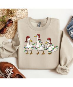 Christmas Funny Ducks Bright Light Sweatshirt Lovely Unique Xmas Gift