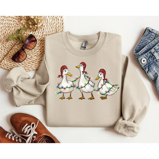 Christmas Funny Ducks Bright Light Sweatshirt Lovely Unique Xmas Gift