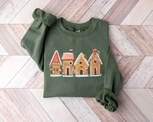 Christmas Gingerbread Cookies Houses Cozy Winter Sweatshirt