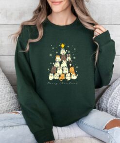 Christmas Meow Cat Tree Sweatshirt Lovely Unique Xmas Gift
