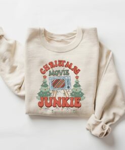 Christmas Movie Junkie Tree Sweatshirt Trendy Unique Xmas Gift