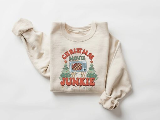 Christmas Movie Junkie Tree Sweatshirt Trendy Unique Xmas Gift