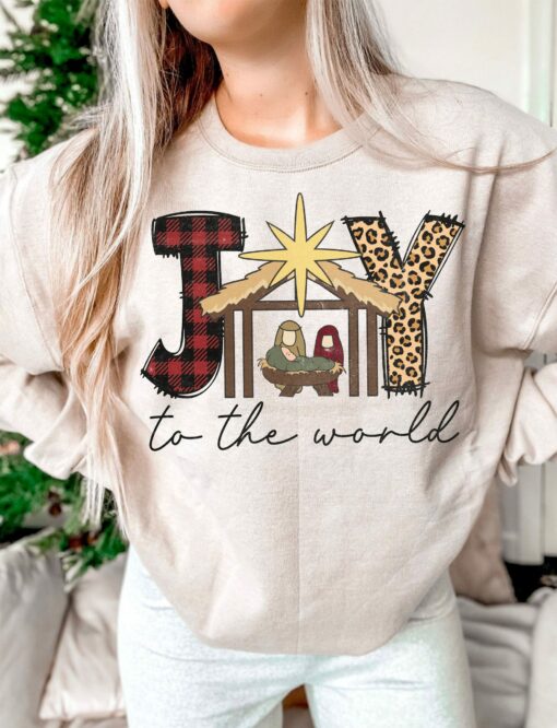 Christmas Nativity Scene Joy To The World Sweatshirt Unique Gift For Christian