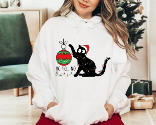 Christmas Naughty Cat Ho Ho Ho Funny Sweatshirt Lovely Unique Xmas Gift