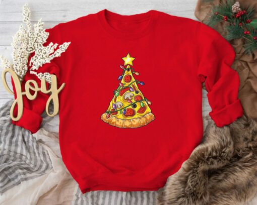 Christmas Pizza Tree Sweatshirt Lovely Unique Xmas Gift