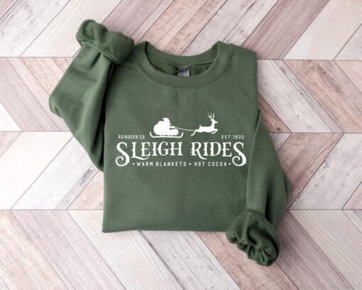 Christmas Reindeer Sleight Rides Sweatshirt Lovely Unique Xmas Gift