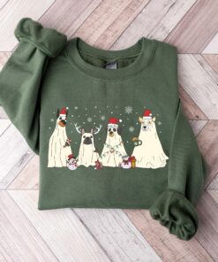Christmas Santa Dogs Puppies Sweatshirt Lovely Unique Xmas Gift