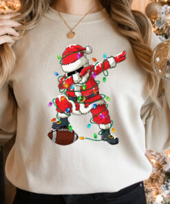 Christmas Santa Football Shirt, Santa Football Sweatshirt Sporty Unique Xmas Gift