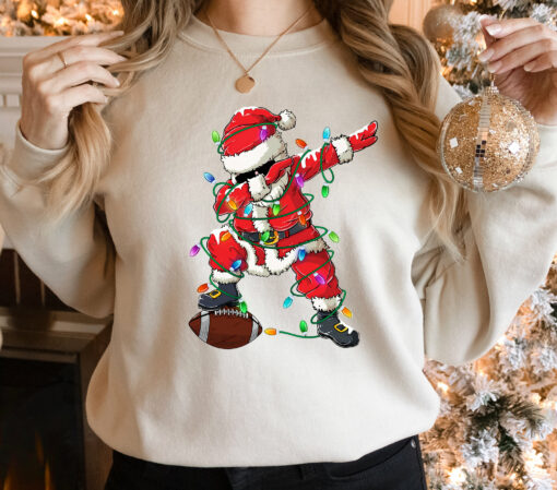 Christmas Santa Football Shirt, Santa Football Sweatshirt Sporty Unique Xmas Gift