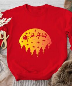 Christmas Santa Sleigh At Night Sweatshirt Lovely Unique Xmas Gift