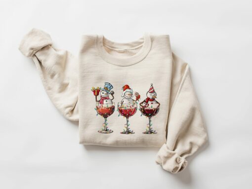 Christmas Snowman Drinks Wines Sweatshirt Cute Unique Xmas Gift