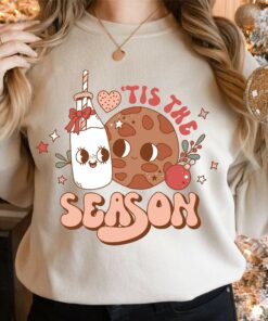 Christmas Tis The Season Groovy Tree Milk Cute Sweatshirt Trendy Unique Xmas Gift