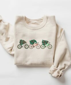Christmas Tree Riding A Bike Sweatshirt Lovely Unique Xmas Gift For Cyclist Biker