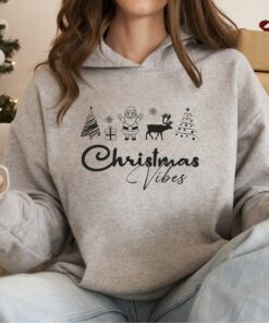Christmas Vibes Cute Tree Reinddeer Sweatshirt Unique Xmas Gift