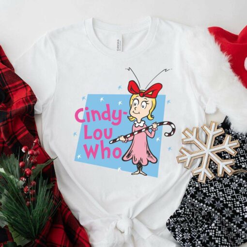 Cindy Lou Who Candy Cane Christmas T-Shirt How the Grinch Stole Christmas